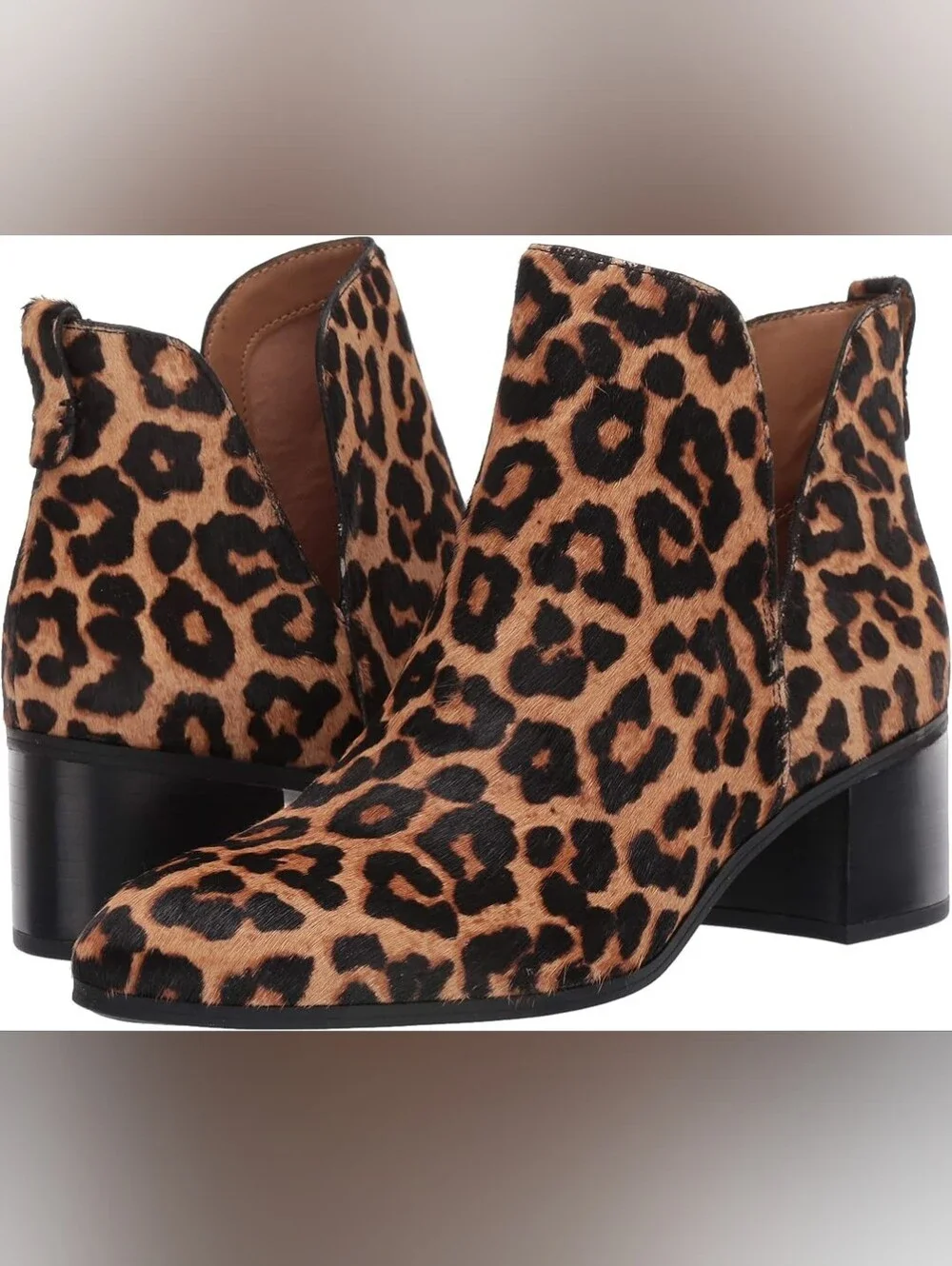 Franco Sarto Reeve 2 Leopard Print Ankle Boots Calf Hair Sz 11